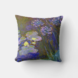 Claude Monet Vattenliljor Agapanthus Vintage Konst Kudde