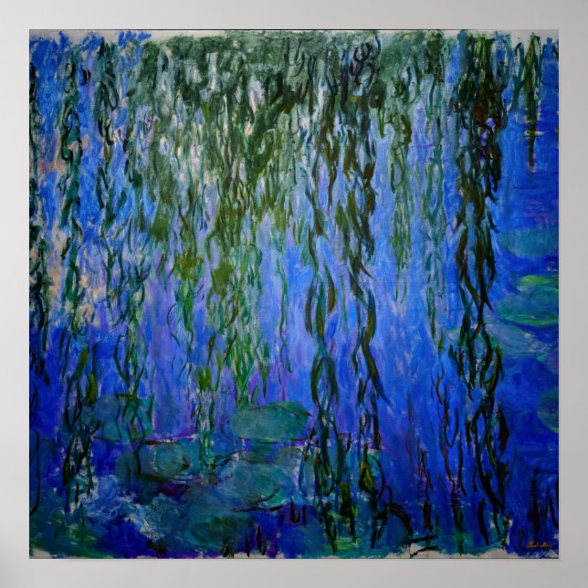 Claude Monet - Vattenliljor med sörjande pil Poster (Framsidan)