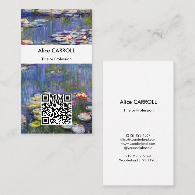 Claude Monet - Vattenliljor / Nympheas - QR-kod Visitkort (Fram/baksida)