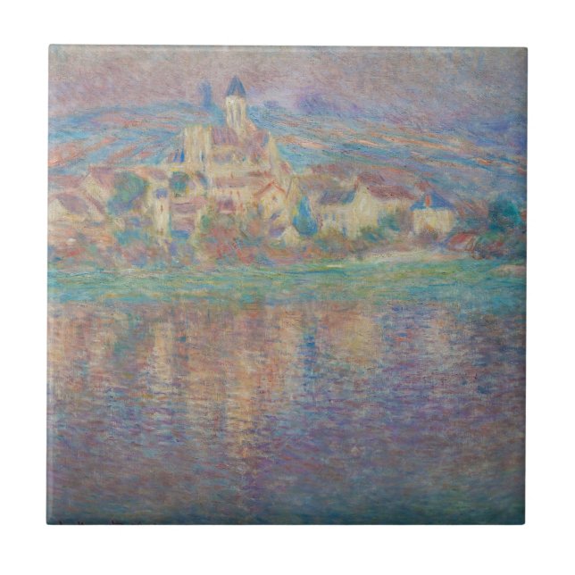 Claude Monet - Vetheuil, Sunset Kakelplatta (Framsidan)