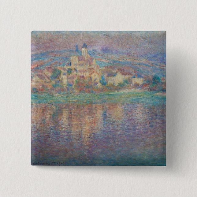 Claude Monet - Vetheuil, Sunset Knapp (Framsida)