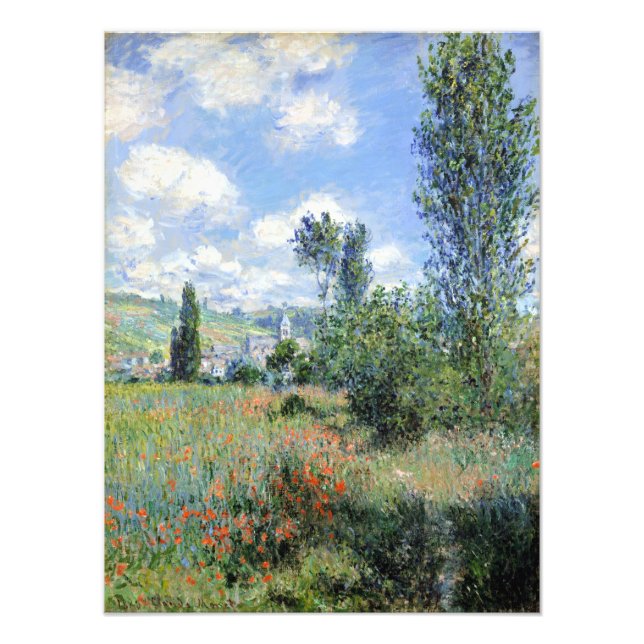 Claude Monet View of Vétheuil Fototryck (Framsidan)