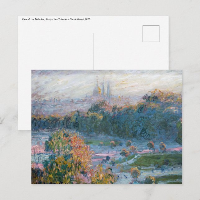 Claude Monet - View the Tuileries, Study Vykort (Fram/baksida)