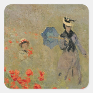 Claude Monet vildvallmor, nära Argenteuil Fyrkantigt Klistermärke