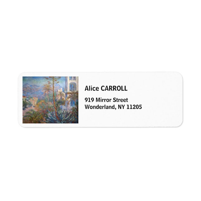 Claude Monet - Villas vid Bordighera Returadress Etikett (Framsidan)