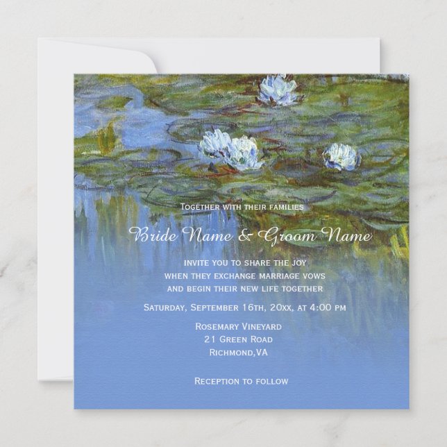 Claude Monet vintage näckros bröllop Inbjudningar (Framsida)