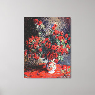Claude Monet Vintage Red Chrysanthemums Canvastryck