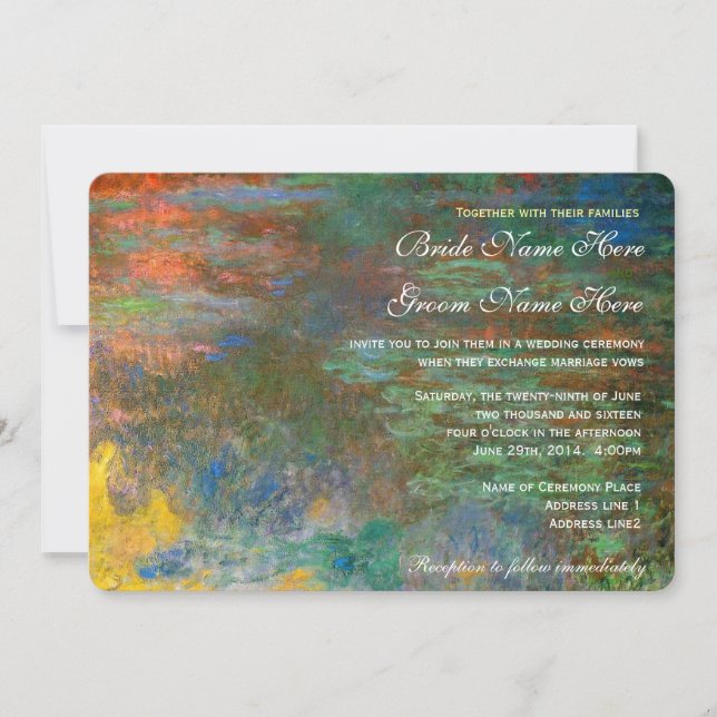 Claude Monet vintage waterlily wedding Inbjudningar (Framsida)