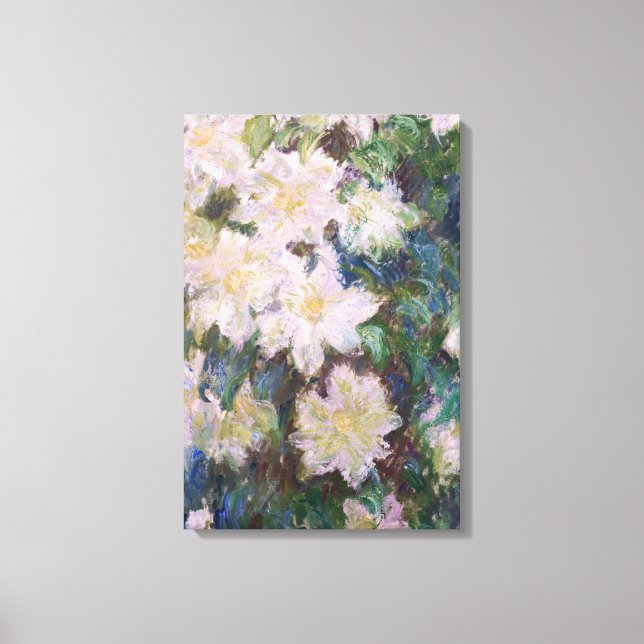Claude Monet - Vit Klematis Faux Canvastryck (Framsida)