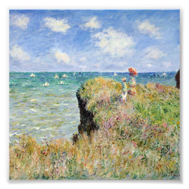 Claude Monet - Walk på klippan i Pourville Fototryck (Framsidan)