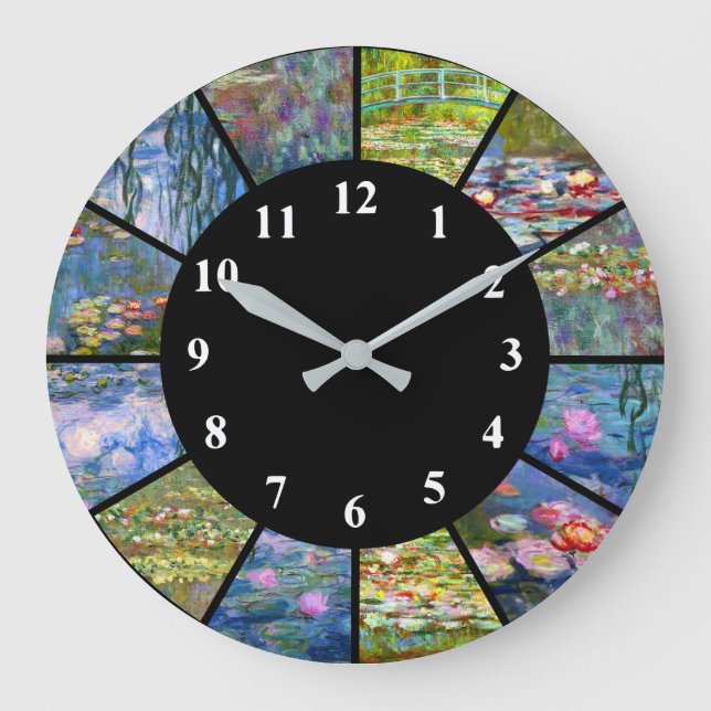 Claude Monet Wall Clock Vatten Lilies Paintings Ar Stor Klocka (Framsida)