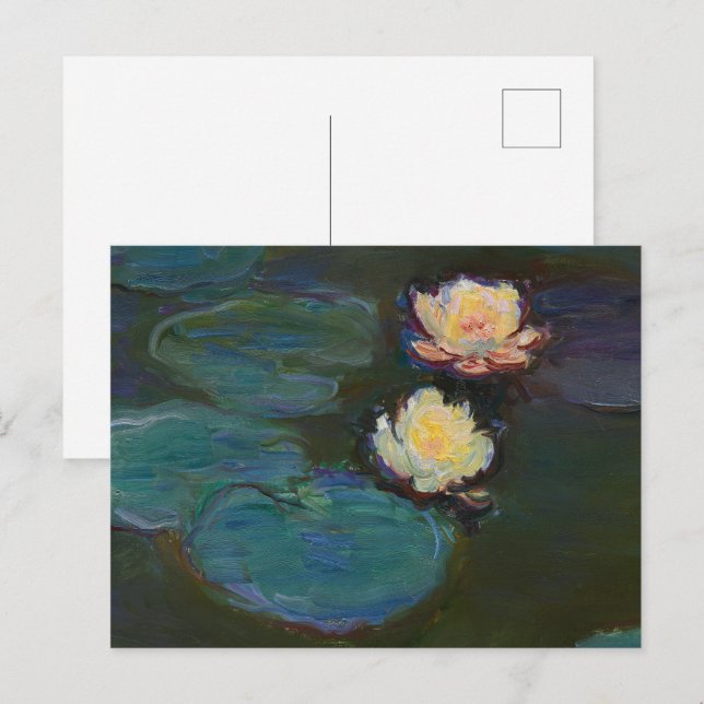 Claude Monet Water Lilies Impressionist Oil Art Vykort (Fram/baksida)