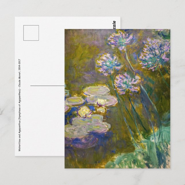 Claude Monet - Waterlilies och Agapanthus Vykort (Fram/baksida)