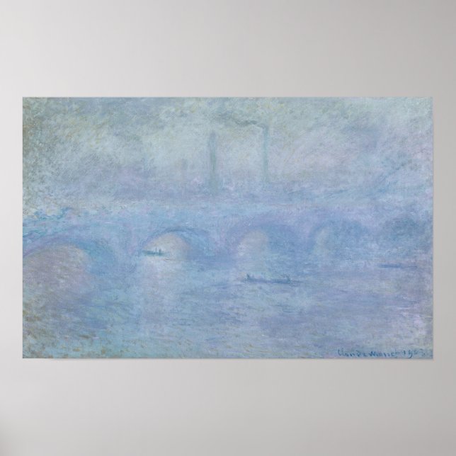 Claude Monet | Waterloo Bridge: Effekt av Mist Poster (Framsidan)