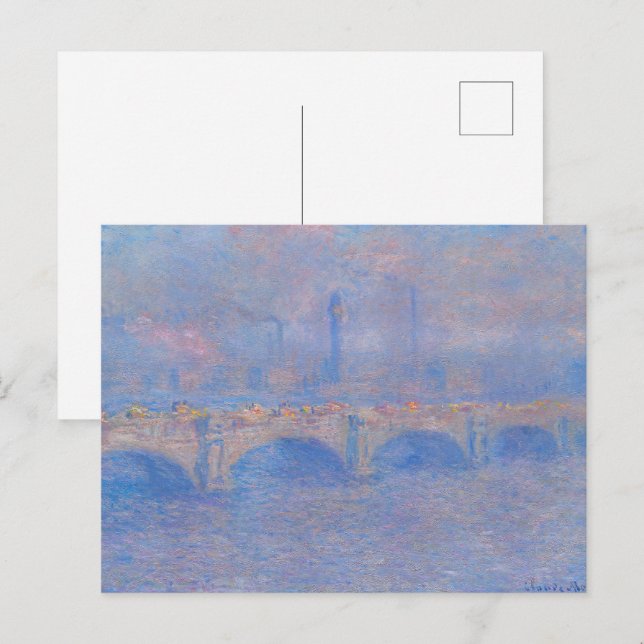 Claude Monet Waterloo Bridge Solsken Konsttryck Vykort (Fram/baksida)