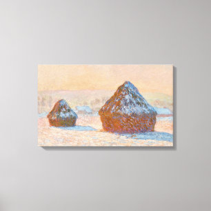 Claude Monet - Wheatstacks, Snö Effect, God morgon Canvastryck