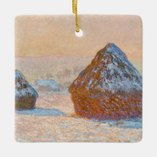 Claude Monet - Wheatstacks, Snö Effect, God morgon Julgransprydnad Keramik