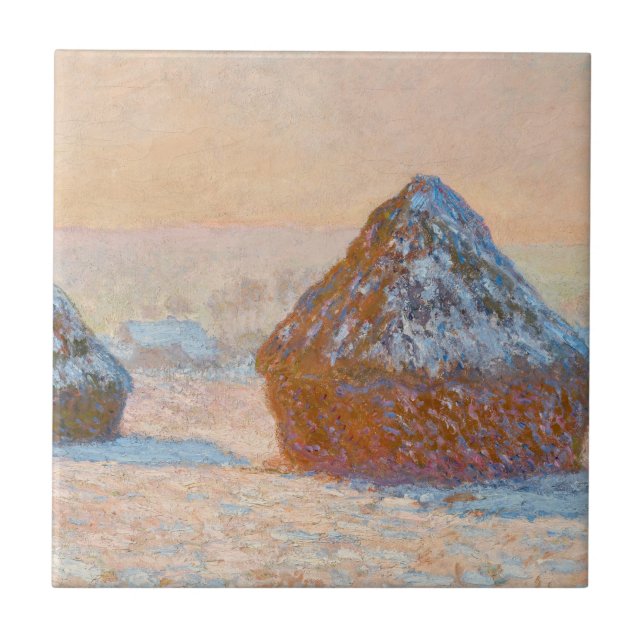 Claude Monet - Wheatstacks, Snö Effect, God morgon Kakelplatta (Framsidan)