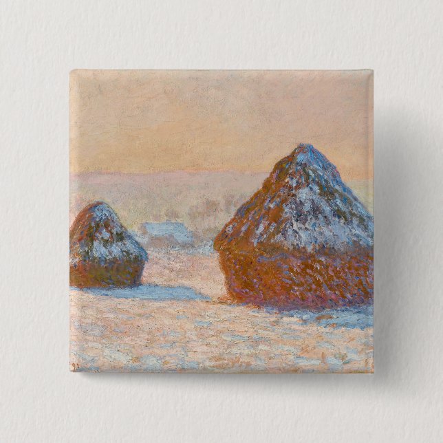 Claude Monet - Wheatstacks, Snö Effect, God morgon Knapp (Framsida)