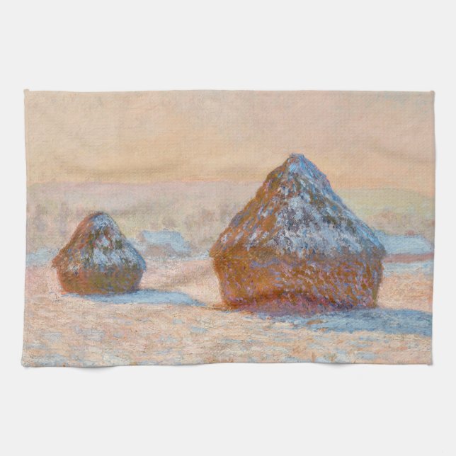 Claude Monet - Wheatstacks, Snö Effect, God morgon Kökshandduk (Horisontell)