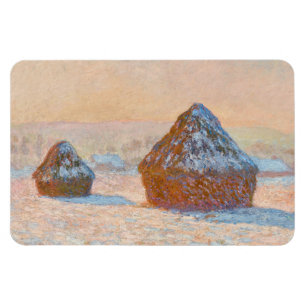 Claude Monet - Wheatstacks, Snö Effect, God morgon Magnet