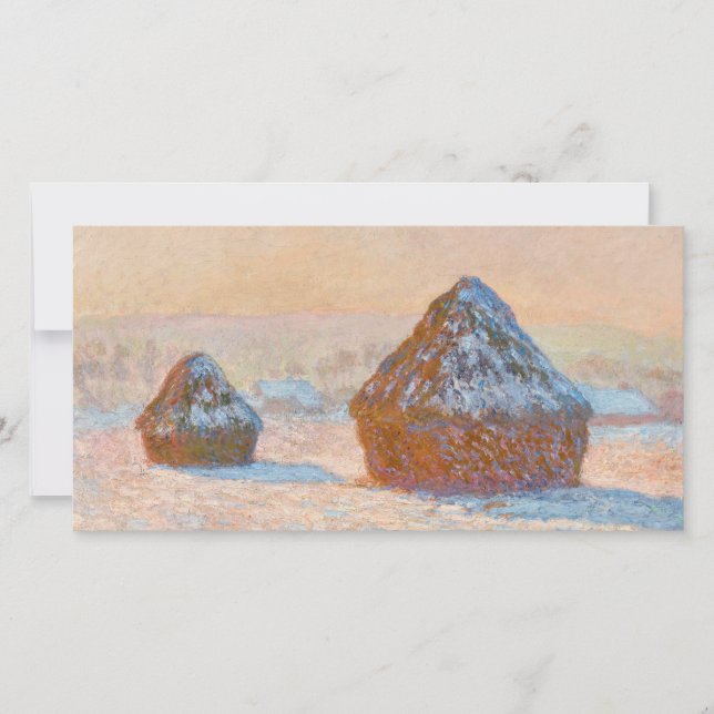 Claude Monet - Wheatstacks, Snö Effect, God morgon Tack Kort (Framsida)