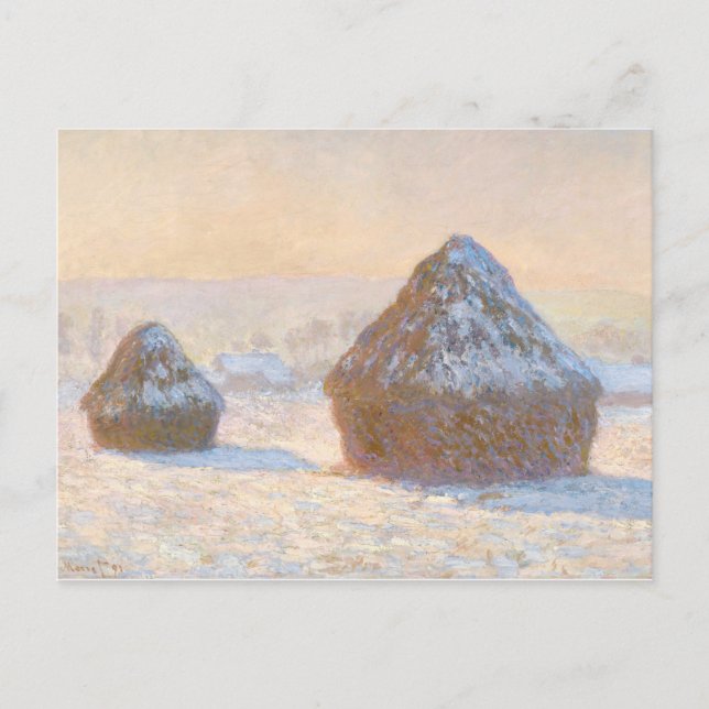 Claude Monet - Wheatstacks, Snö Effect, God morgon Vykort (Framsida)