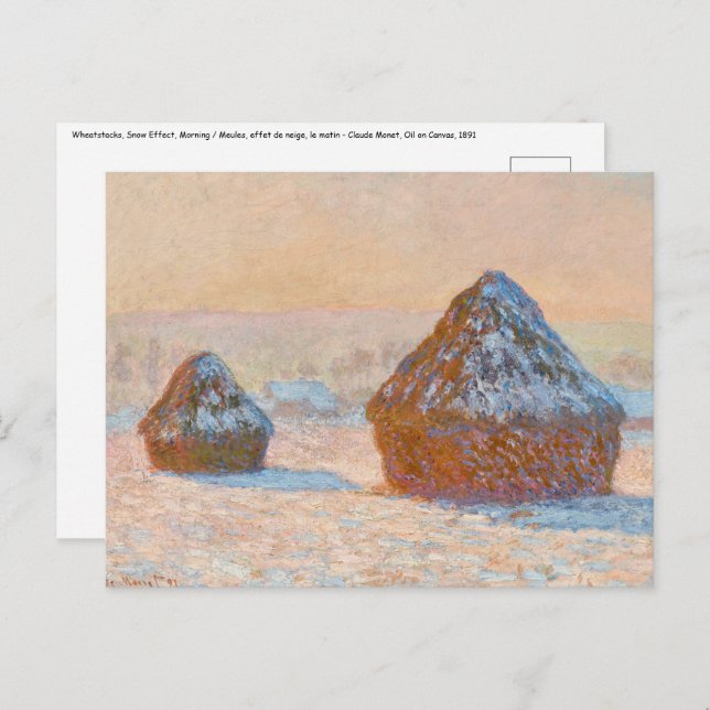 Claude Monet - Wheatstacks, Snö Effect, God morgon Vykort (Fram/baksida)