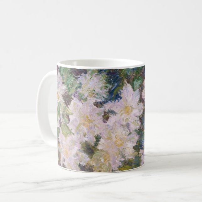 Claude Monet - White Clematis Kaffemugg (Framsida vänster)