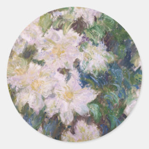 Claude Monet - White Clematis Runt Klistermärke