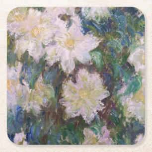 Claude Monet - White Clematis Underlägg Papper Kvadrat