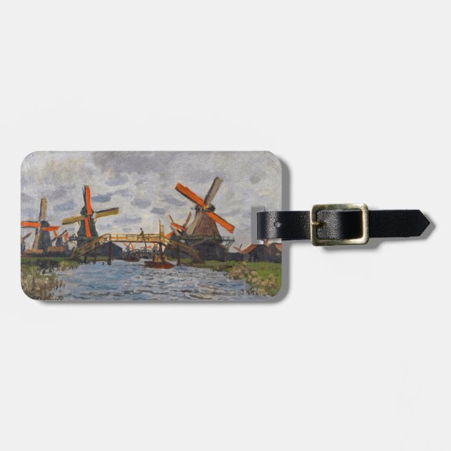 Claude Monet - Windmills nära Zaandam Bagagebricka (Horisontell Framsida)