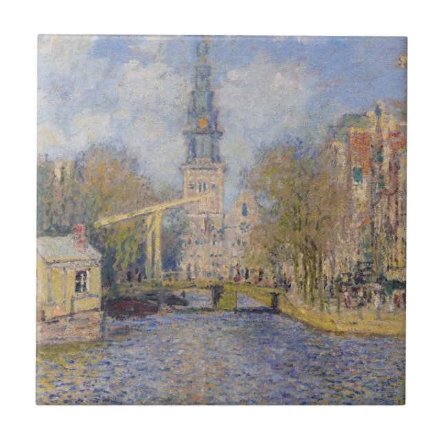 Claude Monet - Windmills nära Zaandam Kakelplatta (Framsidan)