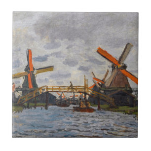 Claude Monet - Windmills nära Zaandam Kakelplatta