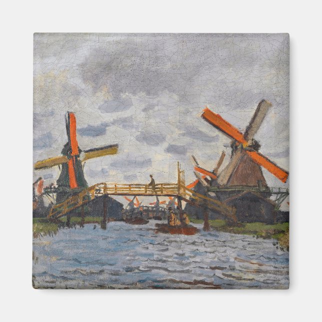 Claude Monet - Windmills nära Zaandam Magnet (Framsidan)
