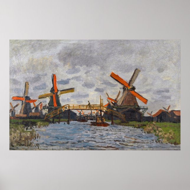 Claude Monet - Windmills nära Zaandam Poster (Framsidan)