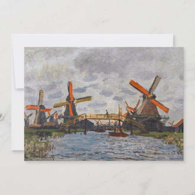 Claude Monet - Windmills nära Zaandam Tack Kort (Framsida)