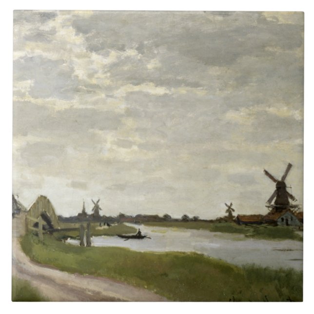 Claude Monet - Windmills Near Zaandam Kakelplatta (Framsidan)