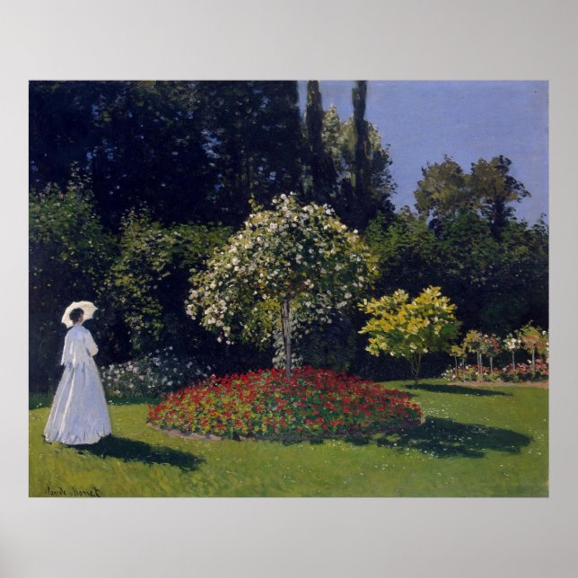 Claude Monet Woman i en Garden Poster (Framsidan)