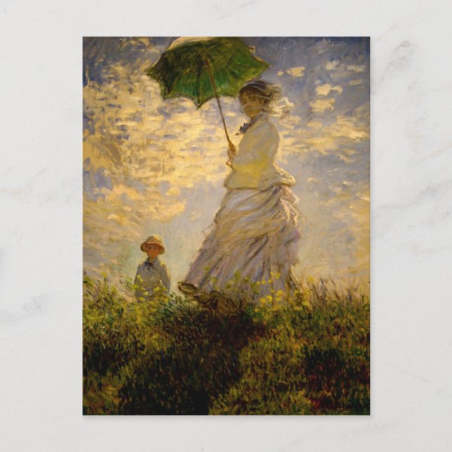 Claude Monet-Woman med ett Parasol-vykort (1875) Vykort (Framsida)