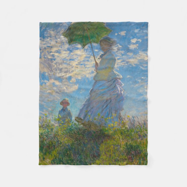 Claude Monet Woman med parasol Fleecefilt (Framsidan)