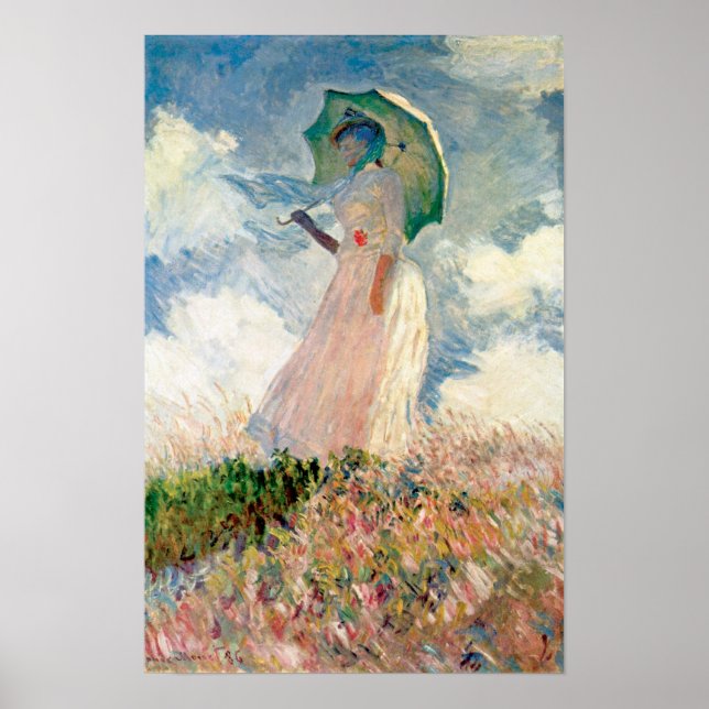 Claude Monet - Woman med Parasolstudie Poster (Framsidan)