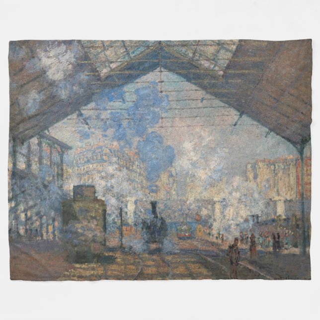 Claude Monet - Yttre vy över Saint-Lazare Station Fleecefilt (Framsidan (Horisontell))
