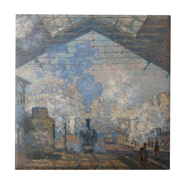 Claude Monet - Yttre vy över Saint-Lazare Station Kakelplatta (Framsidan)
