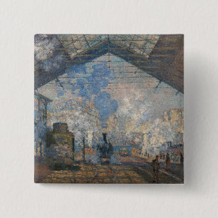 Claude Monet - Yttre vy över Saint-Lazare Station Knapp