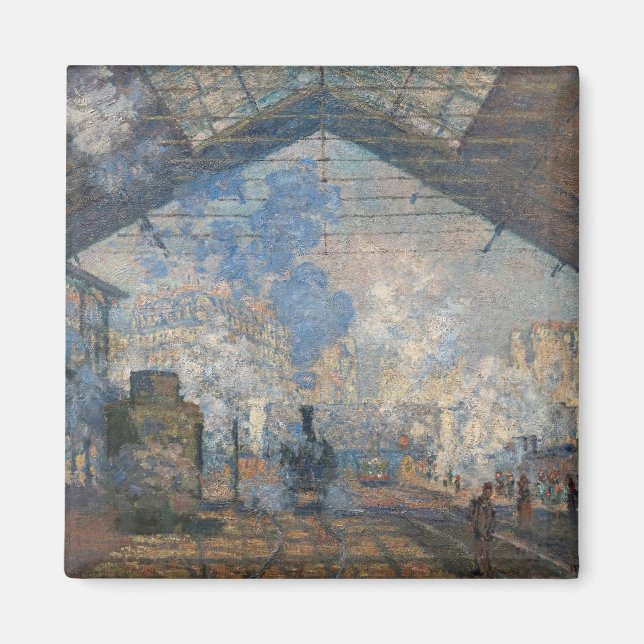 Claude Monet - Yttre vy över Saint-Lazare Station Magnet (Framsidan)