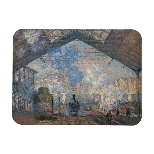 Claude Monet - Yttre vy över Saint-Lazare Station Magnet (Horisontell)
