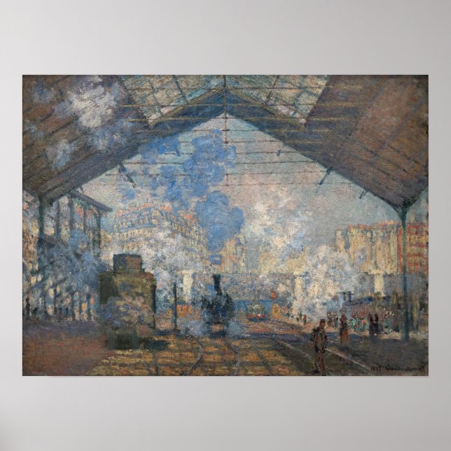 Claude Monet - Yttre vy över Saint-Lazare Station Poster (Framsidan)