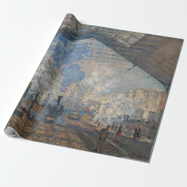Claude Monet - Yttre vy över Saint-Lazare Station Presentpapper (Utrullad)