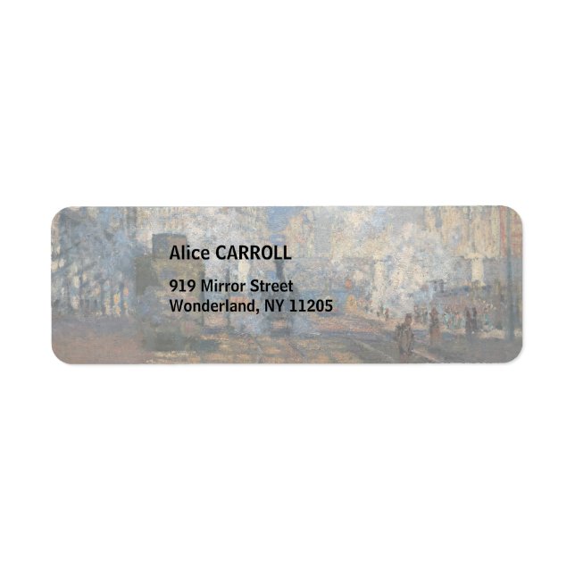 Claude Monet - Yttre vy över Saint-Lazare Station Returadress Etikett (Framsidan)